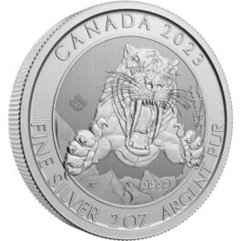 2 Oz 2023 Canadian Smilodon Sabre-Tooth Tiger Silver Coin (BU)