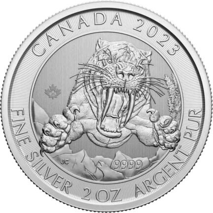 (30 coin set) 2023 2 oz Canadian Smilodon Sabre-Tooth Tiger Silver Coin (BU)